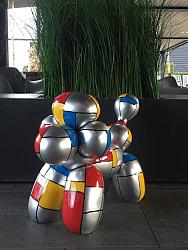 Beeld - Hond mondriaan decor 50cm