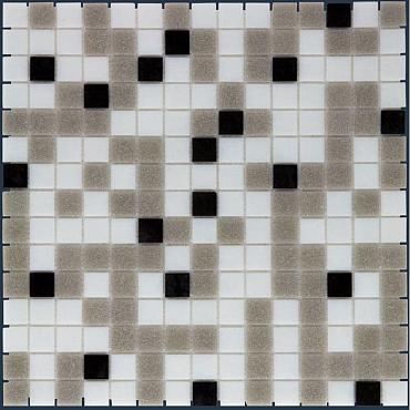 Amsterdam 32,2x32,2x0,4 White / Grey / Black mix Soft Grain Glass Basic Serie Square