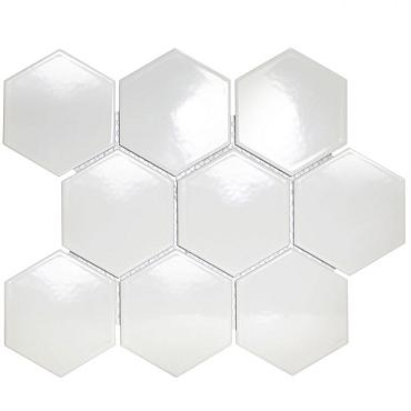 Barcelona 25,6x29,6x0,65 White Glossy Porcelain Glazed Hexagon