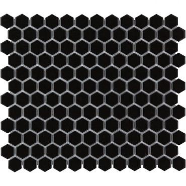 Barcelona 26x30x0,6 Black Matt Porcelain Glazed Hexagon