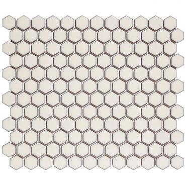 Barcelona 26x30x0,3 Soft White with edge Glossy Porcelain Glazed Hexagon