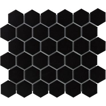 Barcelona 28,1x32,5x0,6 Black Matt Porcelain Glazed Hexagon