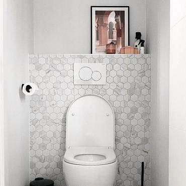 Barcelona 28,1x32,5x0,6 Carrara White Matt Porcelain Printed Hexagon