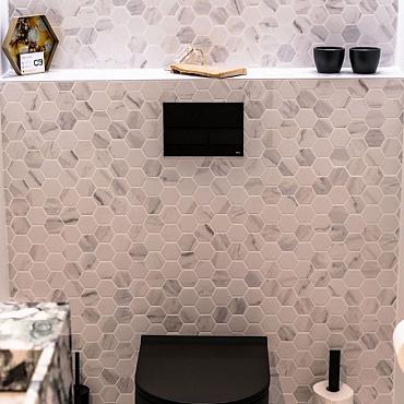 Barcelona 28,1x32,5x0,6 Carrara White Matt Porcelain Printed Hexagon