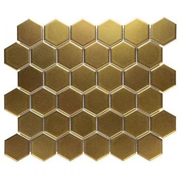 Barcelona 28,1x32,5x0,6 Gold Matt Metallic Porcelain Glazed Hexagon