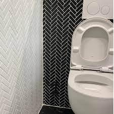 Paris 24,7x31,8x0,6 Black Glossy Porcelain Glazed Herringbone