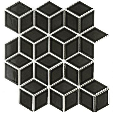 Paris 29,1x29,6x0,65 Black Glossy Porcelain Glazed Rectangle