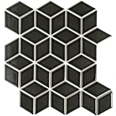 Paris 26,6x30,5x0,6 Black Glossy Porcelain Glazed Cubic