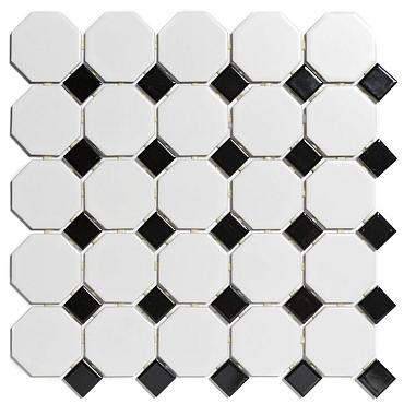 Paris 29,5x29,5x0,6 White and Black Matt + Glossy Porcelain Glazed Octagon