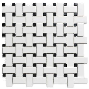 Paris 30x30x0,6 White and Black Matt Porcelain Glazed Basketweave