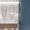 Sevilla 30x30x0,6 Azure Blue speckle Glossy Porcelain Glazed Oval Finger