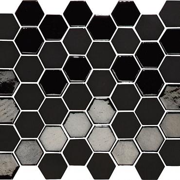 Valencia 27,8x32,5x0,5 Black Matt + Glossy Glass Recycled Hexagon