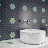 Valencia 27,8x32,5x0,5 Blue Matt Glass Recycled Hexagon