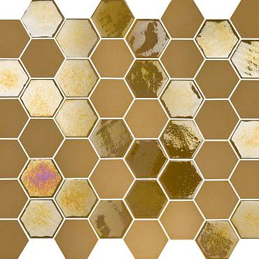 Valencia 27,8x32,5x0,5 Mustard Matt + Glossy Glass Recycled Hexagon