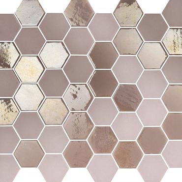 Valencia 27,8x32,5x0,5 Pink Matt + Glossy Glass Recycled Hexagon