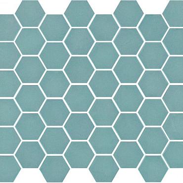 Valencia 27,8x32,5x0,5 Turquoise Matt Glass Recycled Hexagon