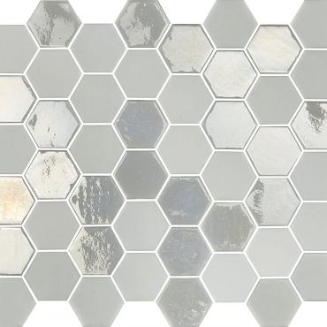 Valencia 27,8x32,5x0,5 White Matt + Glossy Glass Recycled Hexagon