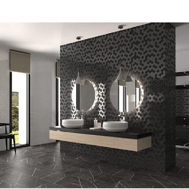 Valencia 27,8x32,5x0,5 Black Matt + Glossy Glass Recycled Hexagon