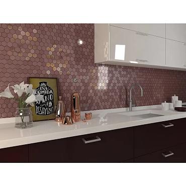 Valencia 27,8x32,5x0,5 Burgundy Matt + Glossy Glass Recycled Hexagon