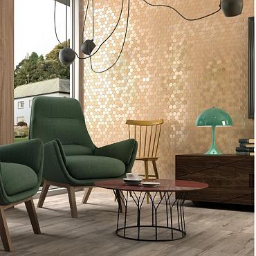 Valencia 27,8x32,5x0,5 Mustard Matt + Glossy Glass Recycled Hexagon