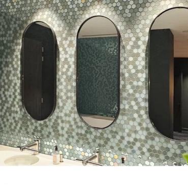 Valencia 27,8x32,5x0,5 Khaki Matt + Glossy Glass Recycled Hexagon