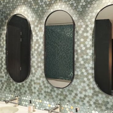 Valencia 27,8x32,5x0,5 Khaki Matt + Glossy Glass Recycled Hexagon