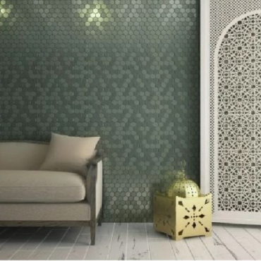 Valencia 27,8x32,5x0,5 Matt Khaki Matt Glass Recycled Hexagon
