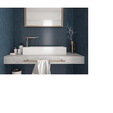 Valencia 27,8x32,5x0,5 Blue Matt Glass Recycled Hexagon