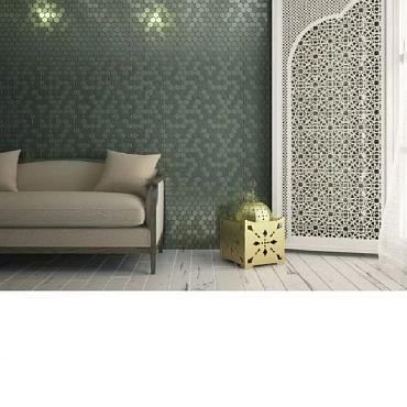 Valencia 27,8x32,5x0,5 Matt Khaki Matt Glass Recycled Hexagon