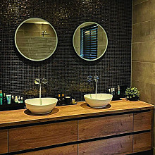Amsterdam 32,2x32,2x0,4 Black Golden Vein Glass Gold Serie Square