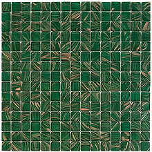 Amsterdam 32,2x32,2x0,4 Medium Green Golden Vein Glass Gold Serie Square