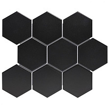 Barcelona 25,6x29,6x0,65 Black Matt Porcelain Glazed Hexagon