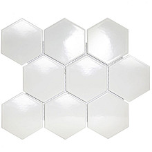 Barcelona 25,6x29,6x0,65 White Glossy Porcelain Glazed Hexagon