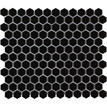 Barcelona 26x30x0,6 Black Matt Porcelain Glazed Hexagon