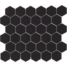 Barcelona 28,1x32,5x0,6 Black Glossy Porcelain Glazed Hexagon