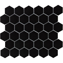 Barcelona 28,1x32,5x0,6 Black Matt Porcelain Glazed Hexagon