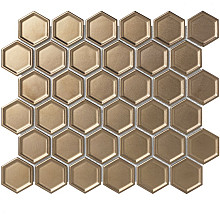 Barcelona 28,1x32,5x0,6 Bronze Metallic Porcelain Glazed Hexagon
