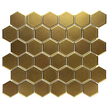 Barcelona 28,1x32,5x0,6 Gold Matt Metallic Porcelain Glazed Hexagon