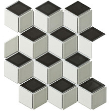 Paris 26,6x30,5x0,6 black+white+grey Glossy Porcelain Glazed Cubic