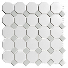 Paris 29,5x29,5x0,6 White and Grey Matt + Glossy Porcelain Glazed Octagon
