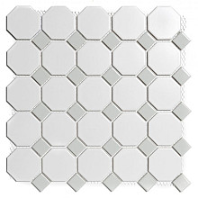 Paris 29,5x29,5x0,6 White and Grey Matt + Glossy Porcelain Glazed Octagon