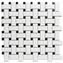 Paris 30x30x0,6 White and Black Matt Porcelain Glazed Basketweave