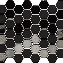 Valencia 27,8x32,5x0,5 Black Matt + Glossy Glass Recycled Hexagon