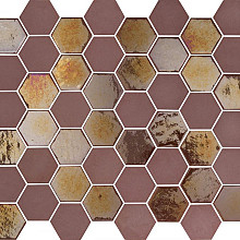Valencia 27,8x32,5x0,5 Burgundy Matt + Glossy Glass Recycled Hexagon