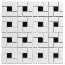 Paris 30,2x30,2x0,6 White and Black Matt Porcelain Glazed Pinwheel