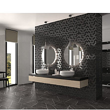 Valencia 27,8x32,5x0,5 Black Matt + Glossy Glass Recycled Hexagon