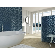 Valencia 27,8x32,5x0,5 Blue Matt + Glossy Glass Recycled Hexagon