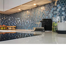Valencia 27,8x32,5x0,5 Blue Matt + Glossy Glass Recycled Hexagon