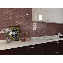 Valencia 27,8x32,5x0,5 Burgundy Matt + Glossy Glass Recycled Hexagon