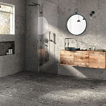 Composite 120x120x0,9 Dark Grey Mat Terrazzo